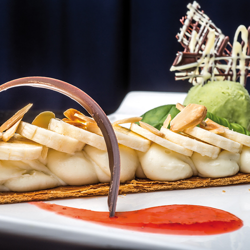 Banana split con gelato al basilico e crema di cocco - Piatti: Banana split