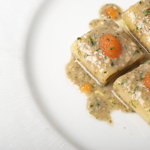 Ciabattoni 'mare da bora': alghe, ostriche e caviale di coregone - Piatti: Ciabattoni