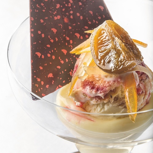 Crema di ricotta e arancia con gelato al Marsala - Piatti: Dolce Marsala